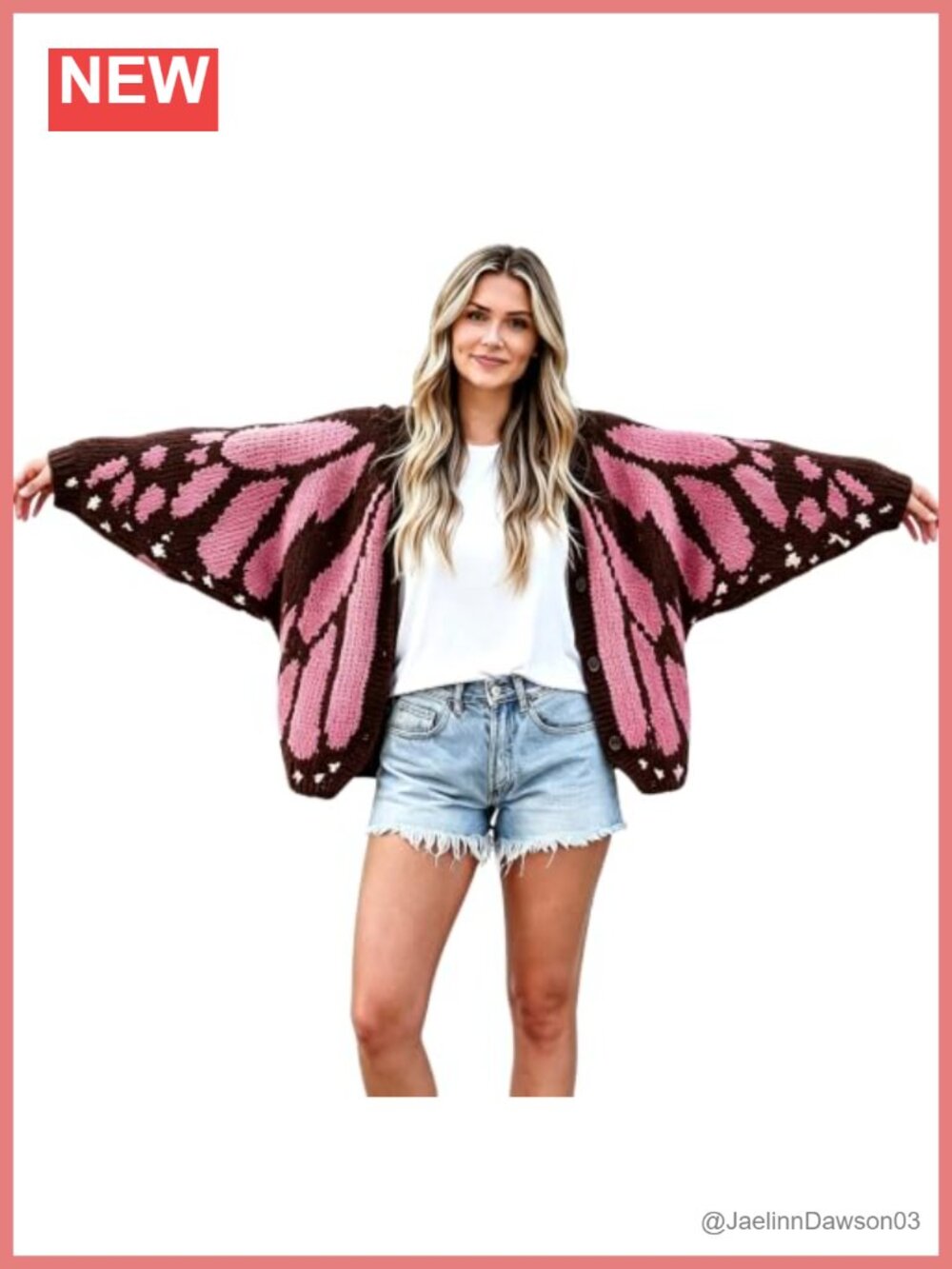 Butterfly Wing Knit Cardigan Batwing Sleeve V-Neck Sweater